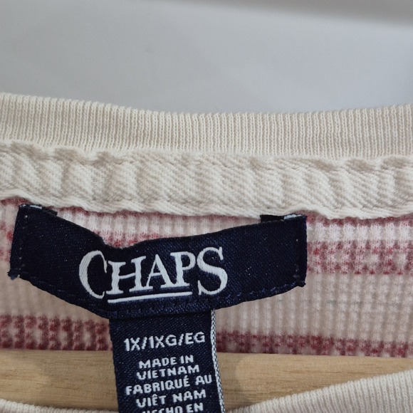 Chaps Top Womens 1X Thermal Waffle Knit Lightweight Henley Southwestern Aztec - Picture 4 of 9